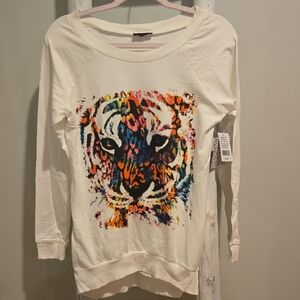 Electric Family White Sweater. NWT. Tiger. Small